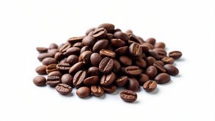 pile of cocoa bean on white background