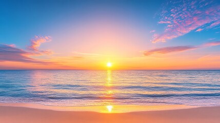 Obraz premium Serene Ocean Sunset at Sandy Beach Paradise