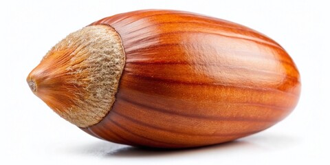 Low Light Hazelnut Photography: Isolated Hazelnut on White Background, Clipping Path, Macro Shot, Food Photography, Nut Image