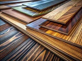 Naklejka premium Low Light Laminate Flooring Photography: Wood Texture, Parquet Samples, Interior Design