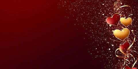 Red and Gold Hearts Celebrate Valentines Day