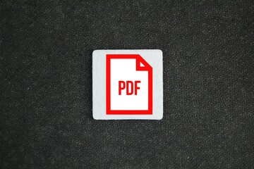 white square with letters PDF format file icon. the concept of saving a pdf file. concept pdf file...