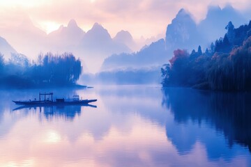 Fototapeta premium Skiing, ski lift, winter - girl skiers on ski lift at mountain. Beautiful simple AI generated image