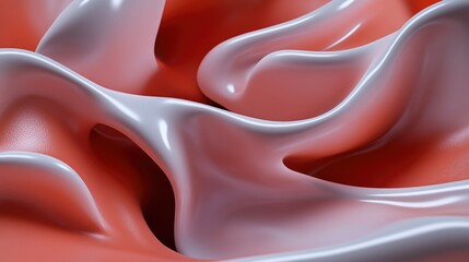 Abstract Coral and White Liquid Swirls Elegant Fluid Design