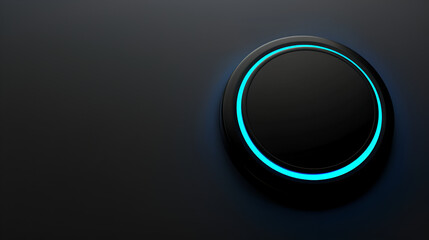 Black background with glowing blue button