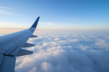 Wing of an airplane above the clouds