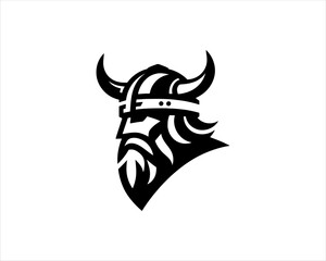 Viking Logo Design Vector Template. Nordic Viking logo. Viking face warrior modern simple logo. Viking Head Vector Illustration. Silhouette Nordic warrior symbol.