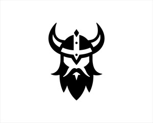 Viking Logo Design Vector Template. Nordic Viking logo. Viking face warrior modern simple logo. Viking Head Vector Illustration. Silhouette Nordic warrior symbol.