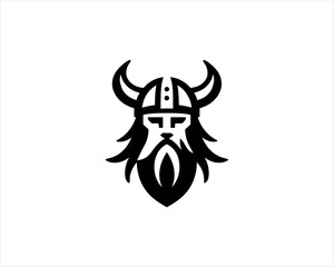 Viking Logo Design Vector Template. Nordic Viking logo. Viking face warrior modern simple logo. Viking Head Vector Illustration. Silhouette Nordic warrior symbol.