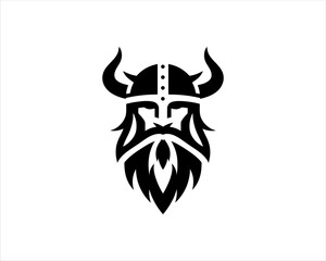 Viking Logo Design Vector Template. Nordic Viking logo. Viking face warrior modern simple logo. Viking Head Vector Illustration. Silhouette Nordic warrior symbol.