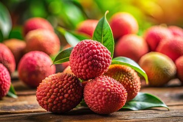 Lychee Fruit Miniature Photography: Close-up, Tilt-Shift, Isolated, High-Resolution Image