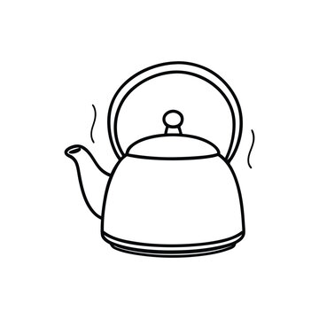 black and white kettle steaming clip art preview