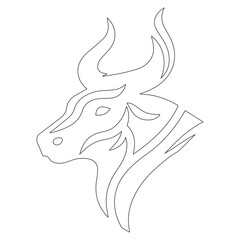 Bull Head Handrawing Line Art Illustration