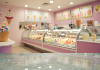 Ice Cream Shop Interior With Colorful Ice Cream Display