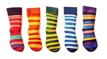 a group of colorful socks are arranged side by side.