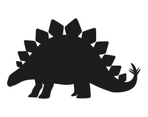 Stegosaurus dinosaur stands silhouette flat drawing