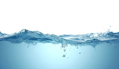 Ultra High quality and detailed Ultra realistic image Blue ocean wave splashing, cut out on white background