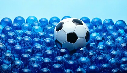 Naklejka premium soccer ball on blue background
