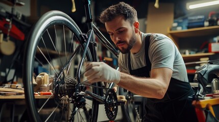 Bicycle Mechanic Repairing Bike Chain Drivetrain Maintenance Workshop