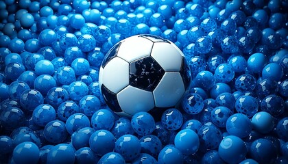 Fototapeta premium soccer ball on blue background