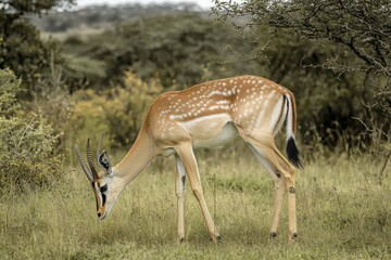 Obraz premium Close-up shot of a green plant with water droplets, great for nature or science illustrations. Beautiful simple AI generated image