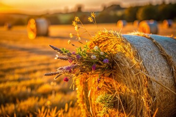 Macro Photography: French Countryside Hay Bales - Rural France Summer Harvest