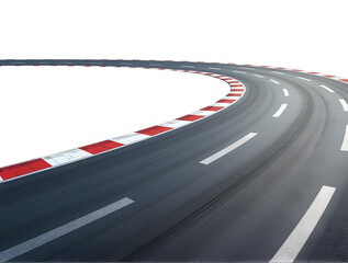 Ultra High quality and detailed Ultra realistic closeup Race track with sharp curve and skid marks, cut out top view on white background