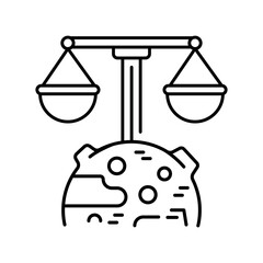 Space law black line icon.