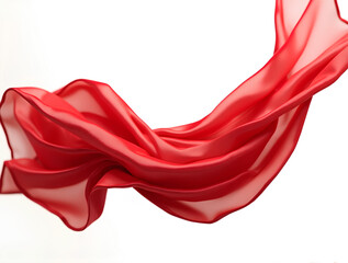 Ultra High quality and detailed Ultra realistic Floating elegant red silk fabric, cut out on white background