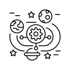 Space resource management black line icon.