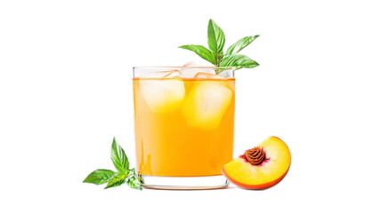 Refreshing Summer Drink with Peach Slices and Mint Garnish