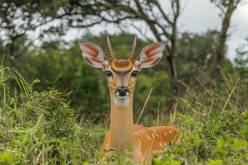 Close-up shot of a green plant with water droplets, great for nature or science illustrations. Beautiful simple AI generated image