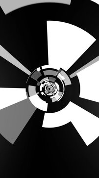 Looping futuristic tunnel intro, Endless infinite technological sci fi tunnel animation, Camera fly through hud elements