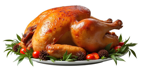 Ultra High quality and detailed image Collection set of roasted turkey or chicken isolated on transparent background, Thanksgiving traditional holiday meal