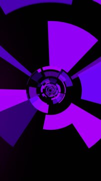 Looping futuristic tunnel intro, Endless infinite technological sci fi tunnel animation, Camera fly through hud elements