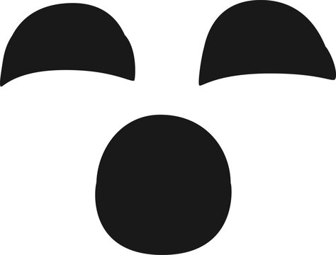 Surprised face featuring closed eyes and an open mouth, vividly expressing astonishment, crafted using simple geometric shapes against a clean white background