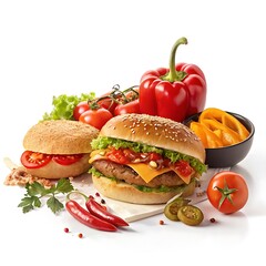 hamburger with vegetables