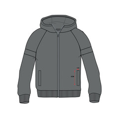 Long Sleeve Hoodie Jacket Vector Illustration template isolated on white back © ClothingArtStudio 