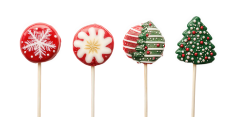 Festive Christmas Lollipops On Black Background, on transparent background
