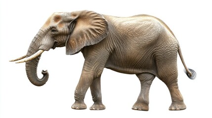 Obraz premium A Majestic African Elephant Walking Gracefully Through Its Habitat Portrayed in a Realistic and Detailed Artistic Style for Nature and Wildlife Enthusiasts