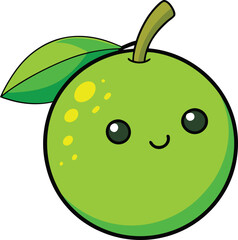 Green Burmese grape fruit with green leaves isolated on white background stock images photo generated