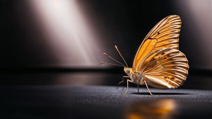 Close-up of a vibrant butterfly with intricate patterns, macro photography, natural beauty, delicate wings