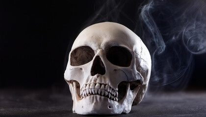Obraz premium Smoky Skull Death, Mystery, Ethereal, Vapor, Bones, Darkness, Anatomy, Ghostly, Human, Skull