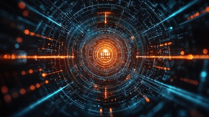 Obraz premium Abstract Digital Tunnel: A Journey Through Cyberspace
