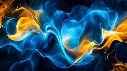 Fototapeta premium Abstract Blue and Gold Swirling Energy Waves