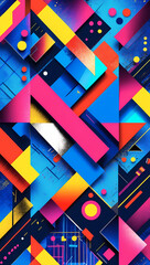 Obraz premium The image can be named Colorful Abstract Geometric Pattern with Squares and Shapes
