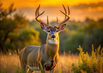 Fototapeta premium Majestic Texas Whitetail Buck Portrait - Wildlife Photography, Deer Hunting, Nature