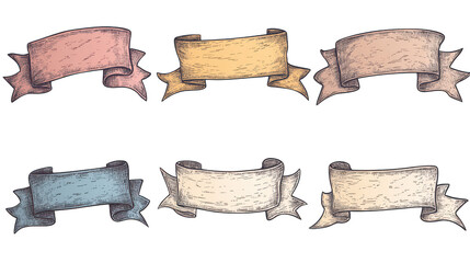 Hand-Drawn Vintage Banners for Creative Design Projects