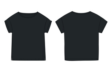 Black Color t shirt template isolate don white background