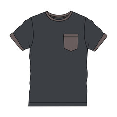 Black Color t shirt template isolate don white background